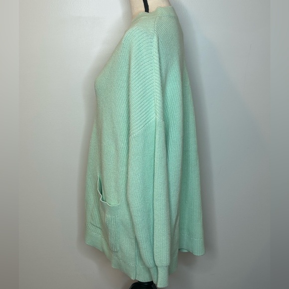LOFT Light Green Ribbed Relaxed V-Neck Cardigan Sz XXL - Picture 3 of 6
